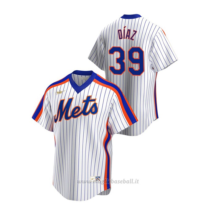 Maglia Baseball Uomo New York Mets Edwin Diaz Cooperstown Collection Primera Bianco
